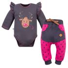 Komplet dziewczęcy, Body z długim rekawem, Spodnie dresowe, różowy, Eevi