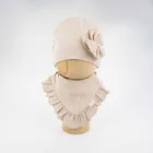 Komplet dziewczęcy, Czapka, Apaszka, beżowy, Nicol