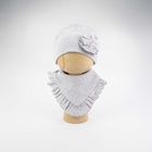 Komplet dziewczęcy, Czapka, Apaszka, szary, Nicol