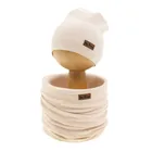 Komplet dziewczęcy, Czapka, Komin, beżowy, Nicol