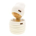 Komplet dziewczęcy, Czapka, Komin, ecru, Nicol