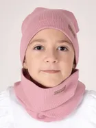 Komplet dziewczęcy, Czapka, Komin, prążkowany, wrzosowy, Nicol