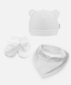 Komplet niemowlęcy, Czapka, Apaszka, Rękawiczki niedrapki, biały, Iltom