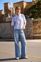 Koszula damska, biało-niebieska, Moodo