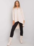 Koszula damska z długim rękawem, beżowa, Ex Moda