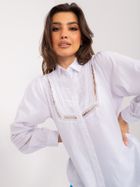 Koszula damska z długim rękawem, biała, By Pommes Life