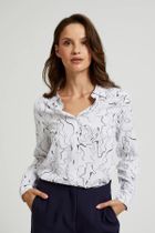 Koszula damska z długim rękawem, biała, Moodo