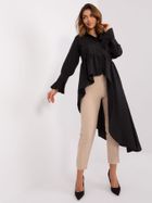 Koszula damska z długim rękawem, czarna, Lakerta