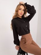 Koszula damska z długim rękawem, czarna, Lakerta