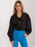 Koszula damska z długim rękawem, czarna, Lakerta