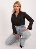 Koszula damska z długim rękawem, czarna, Lakerta