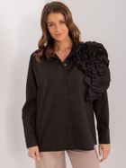 Koszula damska z długim rękawem, czarna, Lakerta