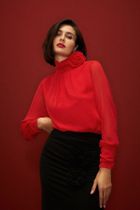 Koszula damska z długim rękawem, czerwona, Moodo