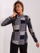 Koszula damska z długim rękawem, granatowa, Lakerta