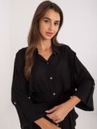 Koszula damska z długim rękawem, oversize, czarna, Lakerta