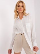 Koszula damska z długim rękawem, oversize, ecru, Lakerta
