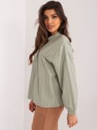 Koszula damska z długim rękawem, oversize, khaki, By Pommes Life
