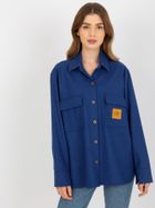 Koszula damska z długim rękawem, oversize, niebieska, Lakerta