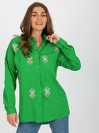 Koszula damska z długim rękawem, zielona, Factory Price