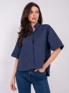 Koszula damska z krótkim rękawem, oversize, granatowa, Sublevel