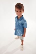 Koszula jeansowa chłopięca z krótkim rękawem, denim, Up Baby