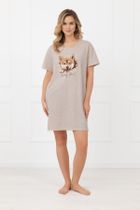 Koszula nocna damska, beżowa, Shiba, Italian Fashion