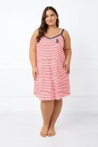 Koszula nocna damska na ramiączka, plus size, czerwona, Italian Fashion