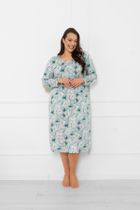 Koszula nocna damska z długim rękawem, niebieska, Italian Fashion