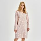 Koszula nocna damska z długim rękawem, różowa, Noris, Taro