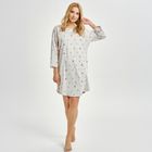 Koszula nocna damska z długim rękawem, szara, Adele, Taro
