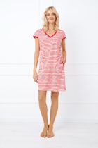 Koszula nocna damska z krótkim rękawem, czerwona, Italian Fashion