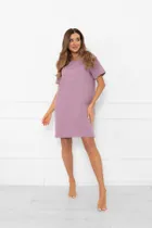 Koszula nocna damska z krótkim rękawem, fioletowa, Italian Fashion