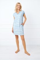 Koszula nocna damska z krótkim rękawem, niebieska, Italian Fashion