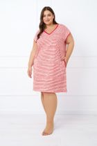 Koszula nocna damska z krótkim rękawem, plus size, czerwona, Italian Fashion