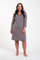 Koszula nocna damska z rękawem 3/4, plus size, mix, Milda, Italian Fashion