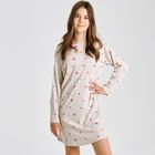 Koszula nocna dziewczęca z długim rękawem, szara, Astrid, Taro