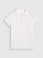 Koszulka polo dziewczęca z krótkim rękawem, biała, 4F