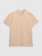 Koszulka polo męska z krótkim rękawem, beżowa, 4F