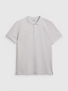 Koszulka polo męska z krótkim rękawem, szara, 4F