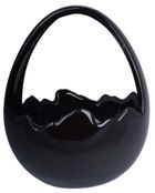 Koszyczek ceramiczny, czarny, duży, 18 cm