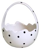Koszyk ceramiczny, biały w czarne kropki, średni, 12,5-12,5-16 cm