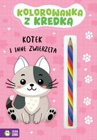 Kotek i inne zwierzęta. Kolorowanka z kredką