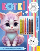 Kotki. Kolorowanka z kredkami