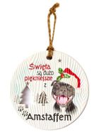 Kukartka, zawieszka ceramiczna, Boże Narodzenie, Amstaff