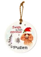 Kukartka, zawieszka ceramiczna, Boże Narodzenie, Pudel