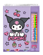 Kuromi, notatnik z kredekami i temperówką