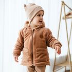 Kurtka chłopięca z kapturem, ocieplana, beżowa, Eevi