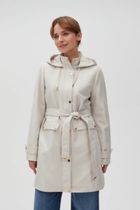 Kurtka damska z kapturem, beżowa, Moodo