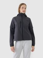 Kurtka damska z kapturem, oversize, szara, 4F