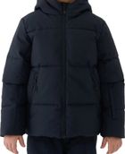 Kurtka narciarska chłopięca z kapturem, ocieplana, czarna, 4F